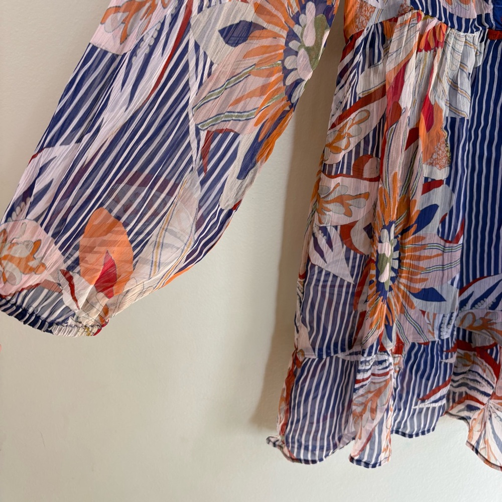 Soft Surroundings Floral Embroidered Resort Beachy Boho Flowy Blouse Top Medium - Picture 5 of 14